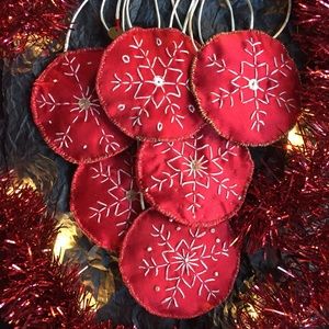 Christmas Snowflake handmade fabric necklace